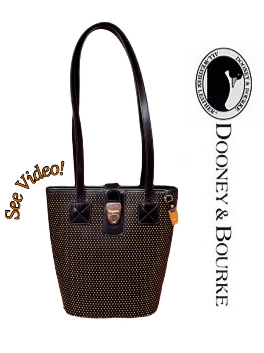 SOLD!  Dooney & Bourke Vintage Cabrio Perforated Leather Bucket Bag in Black